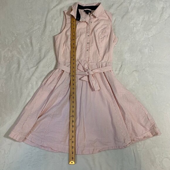 Cynthia Rowley pink white striped seersucker sleeveless collared button dress - Picture 11 of 11